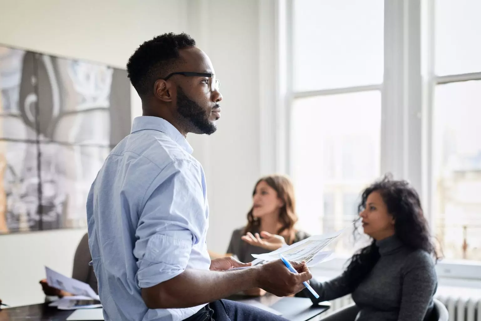 Man talking in business meeting